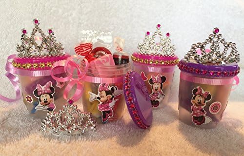 Minnie Mouse Set of 8 Birthday Party Favors filled with candy and Bonus Comb Tiara!
