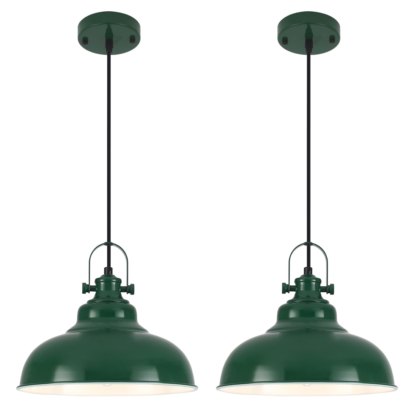 Photo 1 of GUIHUALOVE Green Pendant Lights Kitchen Island 2 Pack, Dome Pendant Light, Farmhouse Pendant Light Fixtures (11.41" W), Island Pendant Light for Kitchen, Restaurants, Cafes