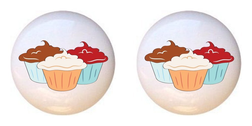 Amazon Com Set Of 2 Knobs Cupcakes From The Baking Day I Cherry