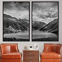 2 Piece Framed Canvas Wall Art Black and White Scenery Canvas Prints Home Artwork Decoration for Living Room,Bedroom - 16