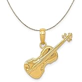 The Black Bow 14k Yellow Gold Violin Necklace