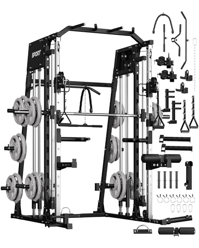 GarveeLife Smith Machine Home Gym All in One, 2200 LBS Squat Rack Power Cage wi…