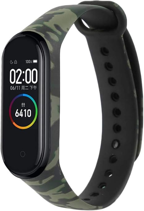 SHSH - Correa de repuesto para reloj Xiaomi Mi Band 4 (estampado de camuflaje), negro