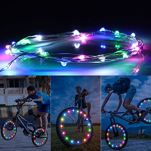 ELlight LED Bicycle Wheel Lights(2 Tires Pack) Multicolor Changing Bike Spoke Lights Cycling Decoration Safety Warning for Kids Adults Outdoor Family Night Riding