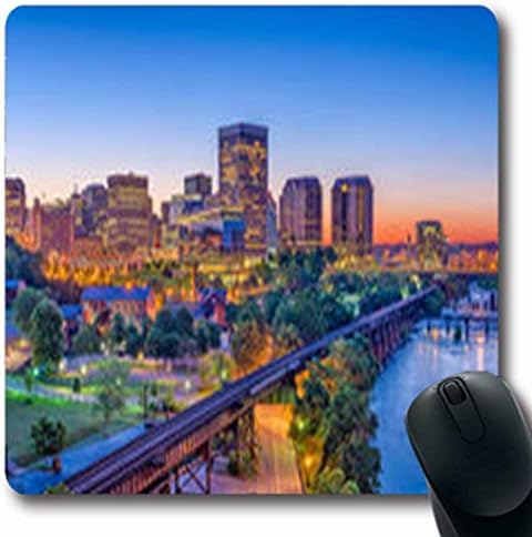 Mousepads Dusk Richmond Virgina USA Financial Downtown Skyline Parks Outdoor Rail Oblong Gaming Mouse Pad Non-Slip Rubber Mat