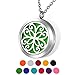 HOUSWEETY Aromatherapy Essential Oil Diffuser Necklace-Stainless Steel Locket Pendant,11 Refill Pads(Non-Engraving)