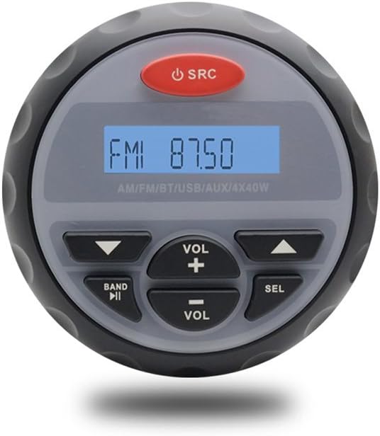 Herdio Marine Gauge Radio Receiver System, Waterproof in-Dash Marine Stereo Bluetooth Digital Media Mp3 AM/FM/USB/RCA/AUX