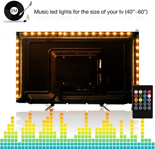Led Light Strips,ViLSOM 2M/6.56Ft SMD 5050 USB Powered Led tv Backlight Sync to Music with 8 Colors,4 Flash Modes and 4 Music Modes for 40-60 inch HDTV,TV Backlight (4 x 50CM/1.64Ft led Strips)