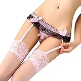 Stocking Pantyhose ，Beautyvan Comfortable Lace Garter Belt Lingerie Stocking Open Crotch G-string Underwear (Pink)