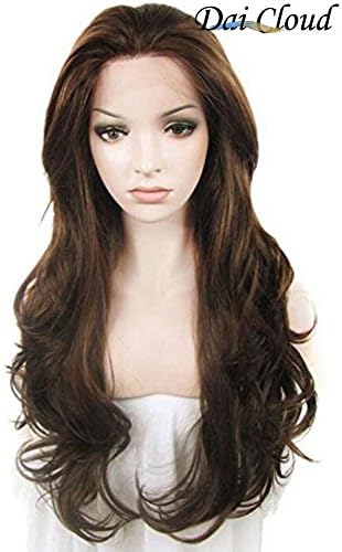 Dai Cloud Brown Lace Front Wig Long Wave Natural Looking Synthetic Hair Wig