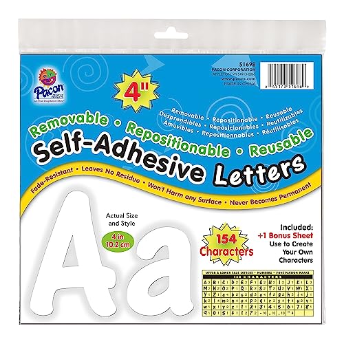 Pacon Cheery Font White Letters and Numbers