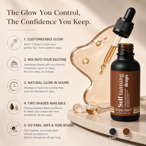 30ml Self Tanning Drops, Self Tanning Drops, Tan Shine for All Skin Types, Custom Tan, a Sunless Tanning Effect(Brown)
