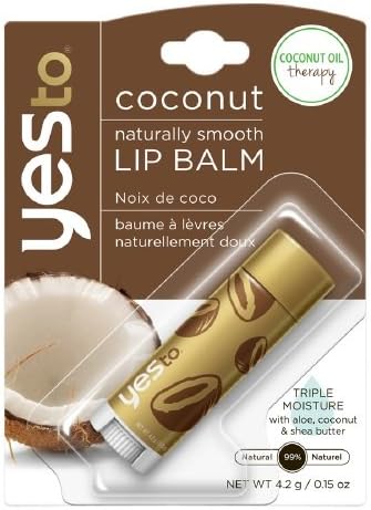 Yes to Coconut Naturally Smooth Lip Balm, Coconut 0.15 oz (Pack of 4)