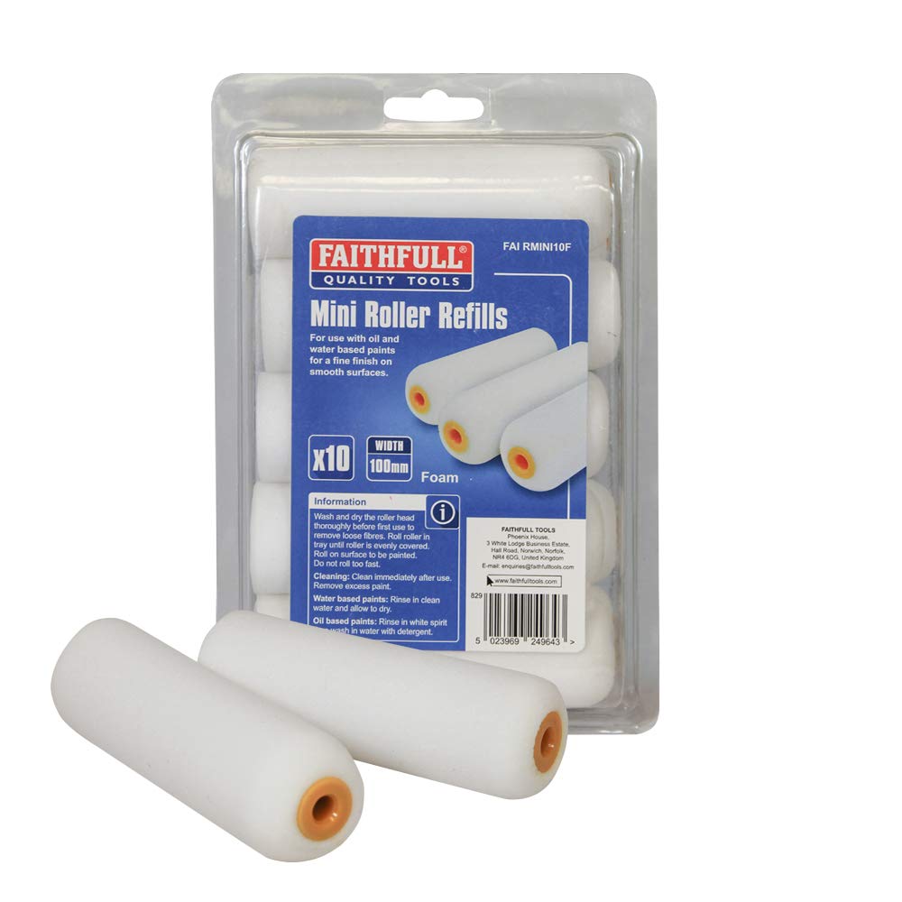 Faithfull Mini Roller Refills - Foam (Pack of 10)
