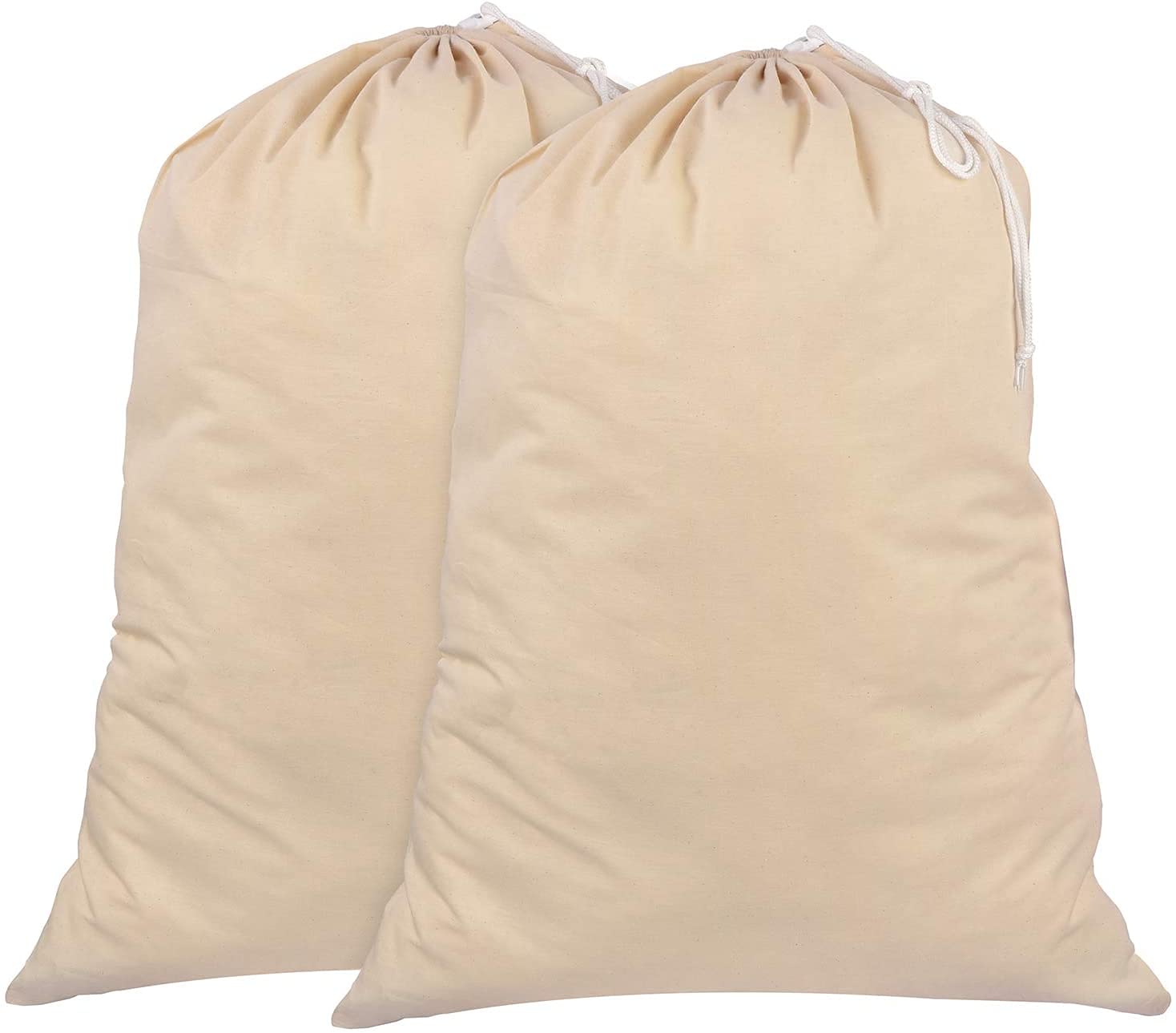 Sweet Needle Pack of 2 Heavy Duty Extra Large Laundry Storage Shopping Bags, 71x91 CM (28x36 IN) 75L - 100% Cotton, Highly durable, Draw-cord with cord-lock, Machine Wash and reusable Travel Bag