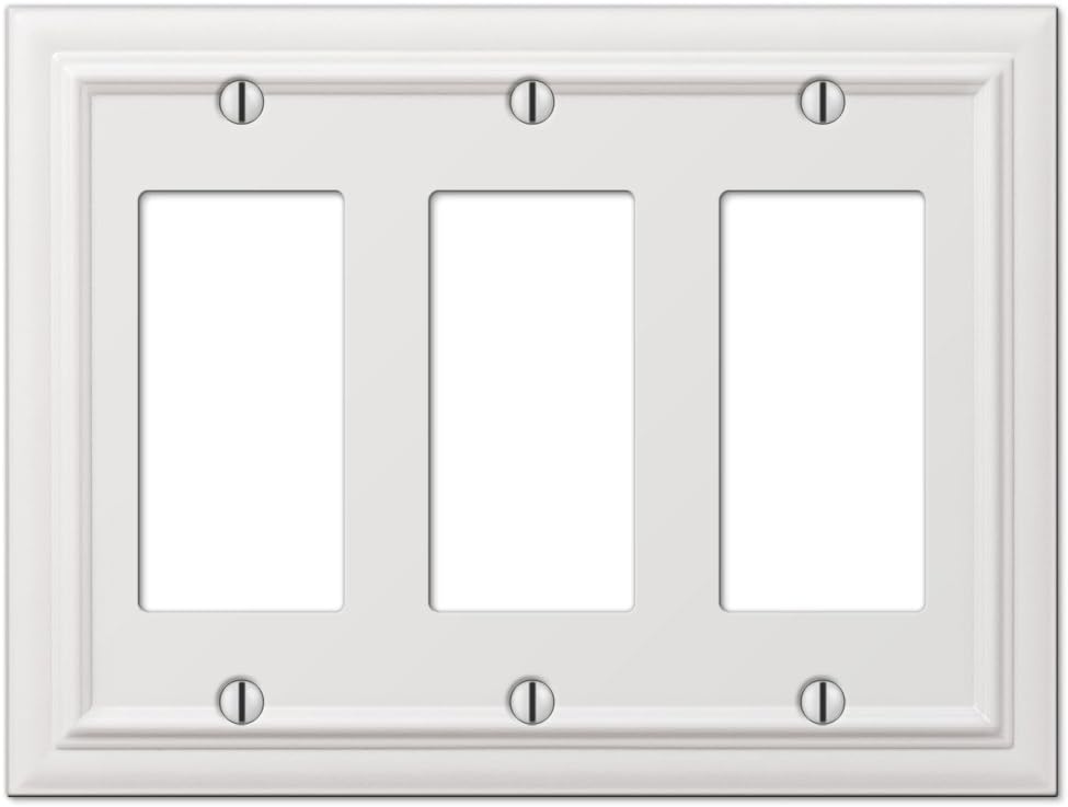 Amerelle Continental Triple Rocker Cast Metal Wallplate in White