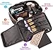 habe Travel Makeup Bag with Mirror - Premium Vegan Designer Make Up Bag Organizer Train Case for Women - Stores More than 3 Cosmetic Bags, Make Up Bags or Make Up Cases (Large, Black, 11.4x7.5x3.9 in)