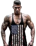 InleaderStyle Men's America Flag Athletic Tank Top-black-S