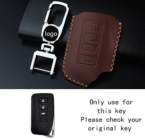 RAOPING Leather Car Key holder Case cover for Lexus ES 350 450 IS GS RX 350 GS RX 270 CT NX series 200 250 450 Auto Key chain Shell ring bag 4 Buttons (Brown Brown line)