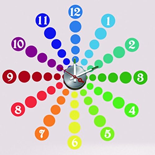Fashion Art Decor Fun DIY Home Interior Time Decor Wall Clock Graphic Vinyl Adhesive Sticker Series 9 Style Colorful Dots