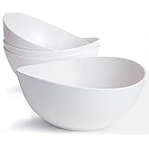 ECOHAGOU 9.6'' Serving Bowls, 84oz Bamboo Fiber Salad Bowl Set of 4, Deep Serving Bowls Set, Large Oval Individual Bowls for Eating Salad/Pasta/Cereal/Pho, Ideal for Home & Restaurant (Matte White)