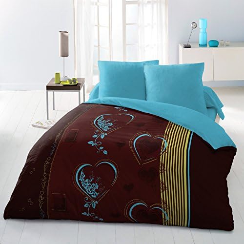 Home Passion 54424 - duvet cover set - lovely heart - 3 piece - microfibre - multi-colour - 220 x 240 cm