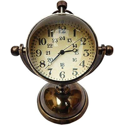 JD'Z COLLECTION Brass Antique Desk & Shelf Clock Compass Marine Analog Clock Nautical Gifts Décor Antique Desk Clock (5… 51pg79RzU5L