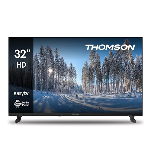 Thomson 32 Zoll (81 cm) HD Easy TV, LED Fernseher (Ohne Smart-TV), Triple-Tuner (DVB-T2/C/S2), Dolby Audio, Hotel-Modus, Multimedia-Player, Beleuchtet