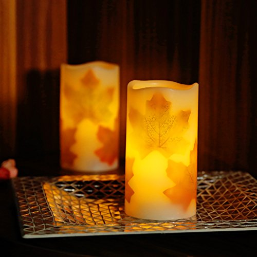 Greluna Flameless Maple Leaf Candles, Fall Flameless Candles with Timer