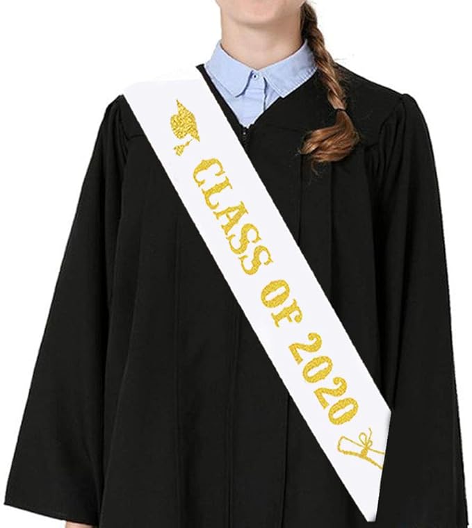Gold Glitter Letter Class of 2020 Graduation Sash