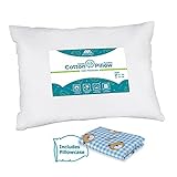 Adoric Life Kids Toddler Pillow with Hypoallergenic Filling Microfiber, 100% Soft Cotton Pillowcase Included, Machine Washable, 14x19, Perfect for Babies, Kids, Children, Travel
