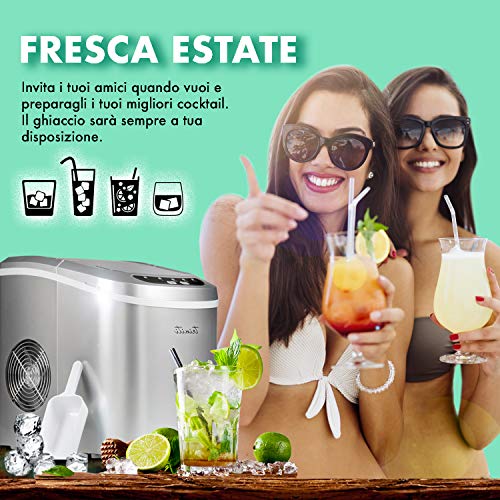 TRINITI Eiswürfelbereiter | Eiswürfelmaschine Edelstahl | 150W Ice Maker | 12/15 kg 24 h | 2 Würfelgrößen | 2 Liter… – Bild 2