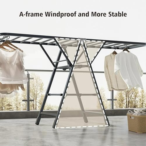 Foldable Clothes Drying Rack, 3 Tier Laundry Dry Rack Height Adjustable Clothes Hanger Stand Drying Racks, Carbon Steel Laundry Drying Rack Stand for Sheets Towels & Clothing, Indoor Outdoor Use (125)