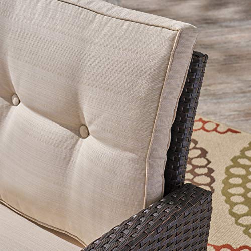 Great Deal Furniture Zora Outdoor Wicker Loveseat with Coffee Table