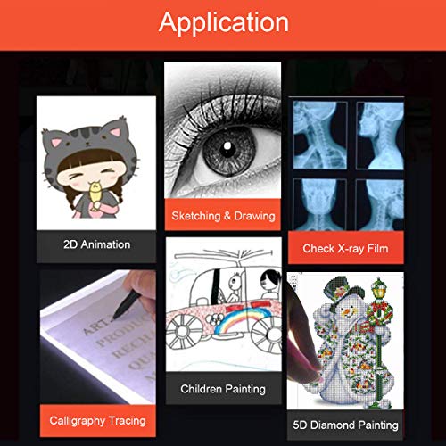 A4 LED Light Box Ultra-Thin Portable Light Board Tracing USB Power Cable Drawning Holder Stand Dimmable Brightness 10-Level Eye-Protected Pad for Kids Artists X-Ray Viewing Drawing Cartoon Copy