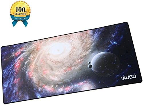 IAUGO Large Mouse Pad Extended Gaming Mouse Mat XXXL,Stitched Edges, Waterproof,Wide &amp; Long Mousepad 3ft × 1.3ft (900mm × 400mm) [3mm-Thick](Nebula-Planet)