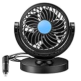 Anpress 12V Car Mini Electric Fan 360 Rotating Strong Wind Car Fan Car Air Conditioner Low Noise Portable Auto Air Cooling Fan
