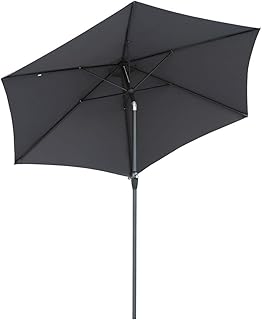 Sekey® Aluminium Sonnenschirm Ø 270 cm Marktschirm Gartenschirm Terrassenschirm Grau Rund Sonnenschutz UV50+