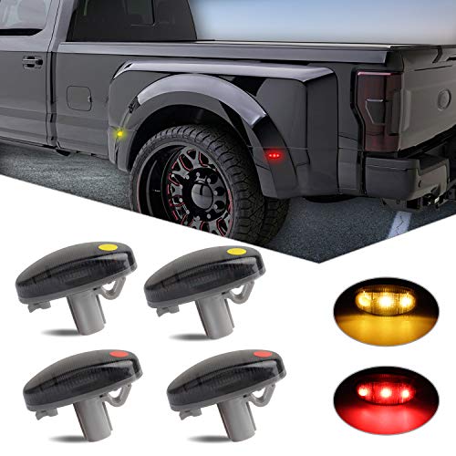 RUXIFEY Smoke Dually Bed Side Marker Lights LED Fender Sidemarker Lamps Compatible with 2011 to 2016 Ford F250 F350 F450 Super Duty, Amber Red - Pack of 4 - Thumbnail 2