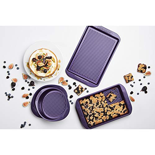 Farberware Nonstick Bakeware Set with Nonstick Cookie Sheet/Baking Sheet, Baking Pan and Cake Pans - 4 Piece, Purple