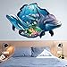 ChezMax 3D Dolphin Wall Art Sticker Removable Wall Decal for Home Decoration