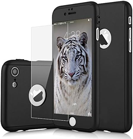 iPhone 7 Case, Vancke Ultra Thin Perfect Fit 360 Degree Full Protection Hard Case with Tempered Glass Screen Protector For iPhone7 4.7inch (black)