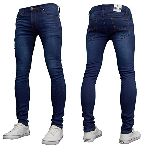 Soulstar mens boys designer super skinny stretch jeans, black / d…