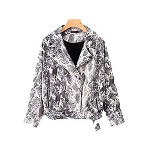 51pgLehPcsL. SS300 Abrigo De Mujer Blusa Béisbol Con De Estampado De Tamaños Cómodos Serpiente Cremallera Abrigos De Solapa Chaqueta… 51pgLehPcsL. SS300