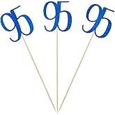Blue Glitter 95th Birthday Centerpiece Sticks, 12-Pack Number 95 Table Topper Anniversary Party Decorations