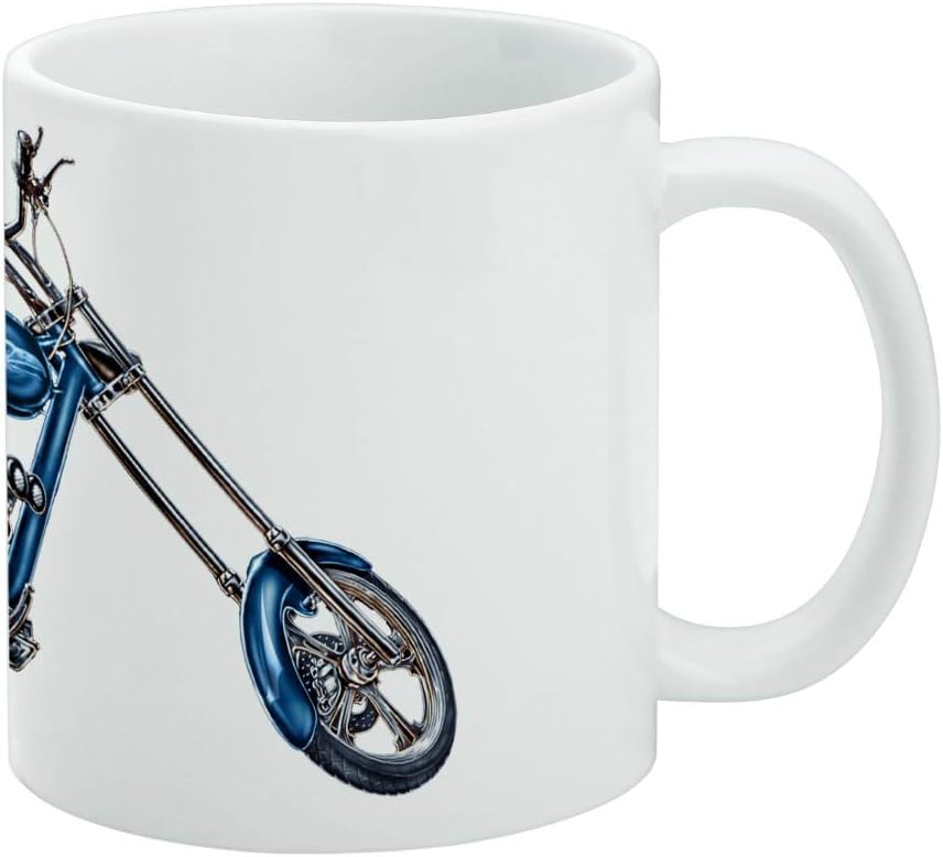 Chopper Motorcycle Blue Eagle Bike White Mug Coffee Cups