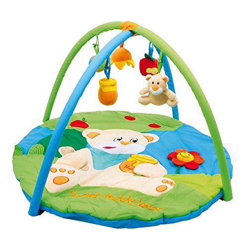 Krabbeldecke „Jamie“ mit biegsamem Spielbogen, kuschelweiche und farbenfrohe Erlebnisdecke für Babys, mit fünf…