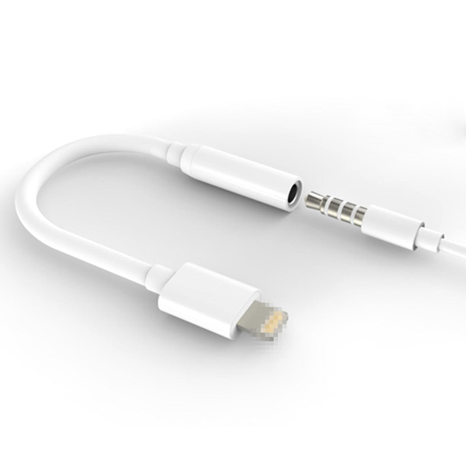 3.5mm AUX Audio Headphone Jack Adaptor Earphone Extension Connector Cable for iPhone White