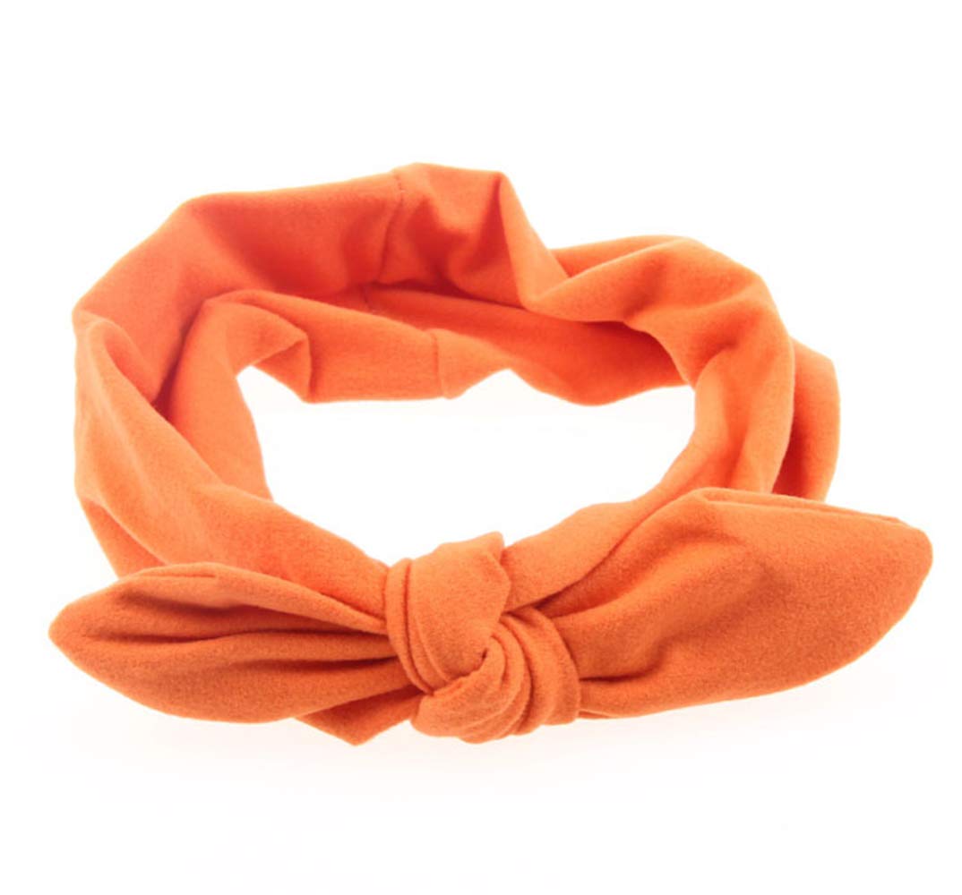 KAEHA SUN-074-01 1 Solid Color Bow Elastic Classic Headband for Women, Orange