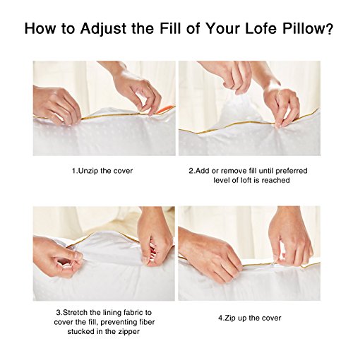 Lofe Adjustable Side Sleeper Pillow Hotel Collection - Goose Down Alternative Pillow 2 pack - Hypoallergenic Hospital Bunk Bed Pillow for Stomach Sleeping Queen Size